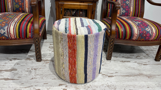 Pouffe Ottoman Chair Rattan Footstool Pouf Cover Bean Bag Leather Crochet Handmade Colorful Decorative 18x18 Inches