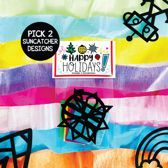 Choose 2 Mini Christmas Suncatcher Kit - Winter Holiday Class Party Favors For Kids Preschool Activity Craft Gift Girl Or Boy