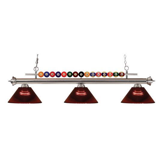 Avery Home Lighting Shark 3-light Island/Billiard Acrylic Burgundy-finished Light - Brushed Nickel