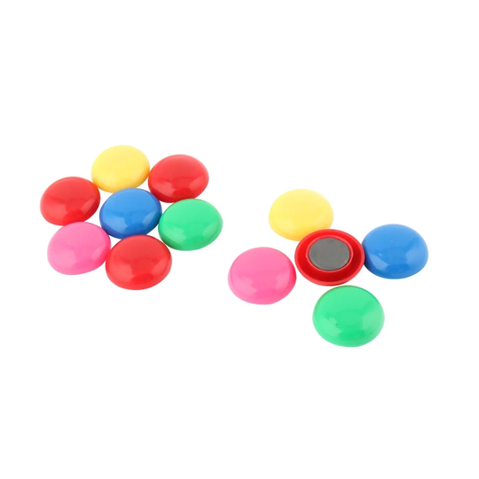 Home Fridge Plastic Shell Round Shaped Stationary Magnet Stickers Colorful 12pcs