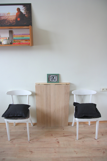 Space Saving Wall Hang Table Wall Mounted High Rectangular Wood in Solid Oak Folding Desk Murphy Dining