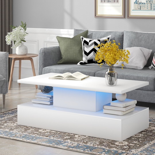 Coffee Table Cocktail Table with LED lighting, Remote Control