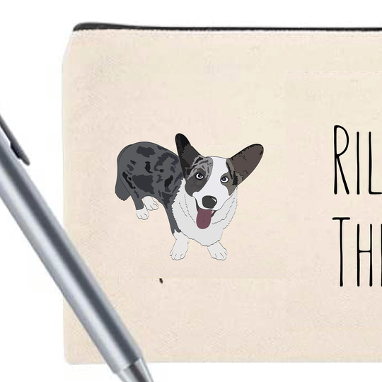Corgi Blue Merle Cosmetic Bag | Travel Pencil Pouch Mask