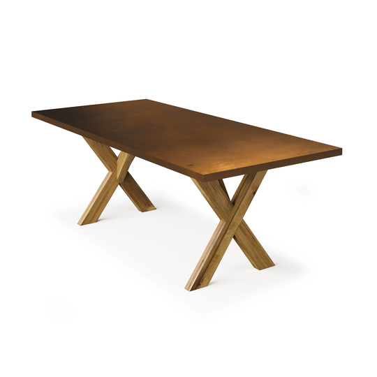 x Base Trestle Bronze Top Dining Table - Kitchen Harvest Room Desk