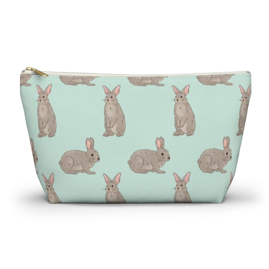Rabbit Pouch, Pencil Case, Animal Custom Teacher Bridesmaid Cosmetic Bag, Bunny Zipper Makeup Accessory Pouch