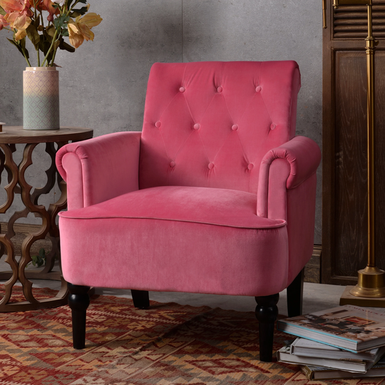 Button-tufted Velvet Club Chair Armchairs with Wooden Legs