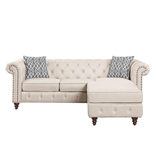 Reversible Tufted Sectional Sofa in Fabric