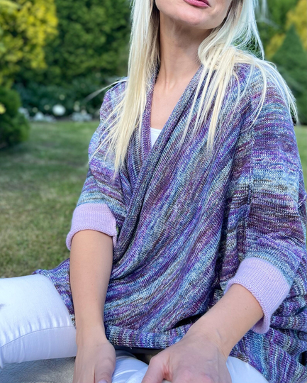 Open Cardigan Colorful Batik With Sleeves Made Of Fine Merino Coat Women's Knitted Wool Sweater Colored Poncho