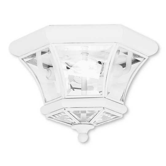 Livex Lighting Monterey White Solid Brass Two-Light Outdoor Ceiling Mount Lantern