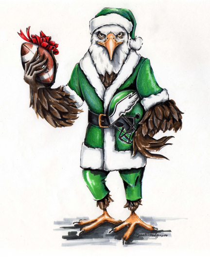 High Quality Art Print Of An Original Pencil & Marker Illustration Philadelphia's Eagles Mascot Swoop
