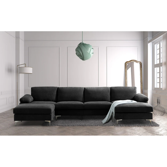 CurveCurio Modern Leisure U-Shape Convertible Sectional Sofa Fabric Relax Lounge Sofa
