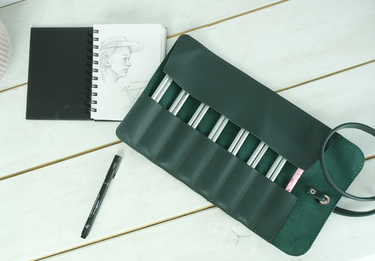 Personalized Pencil Case, Gift For Painter, Leather Wrap, Artist Art Tool Roll, Stationary Storage