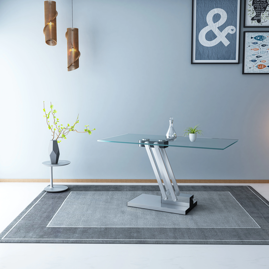 Somette Adjustable Height Glass and Chrome Cocktail Table