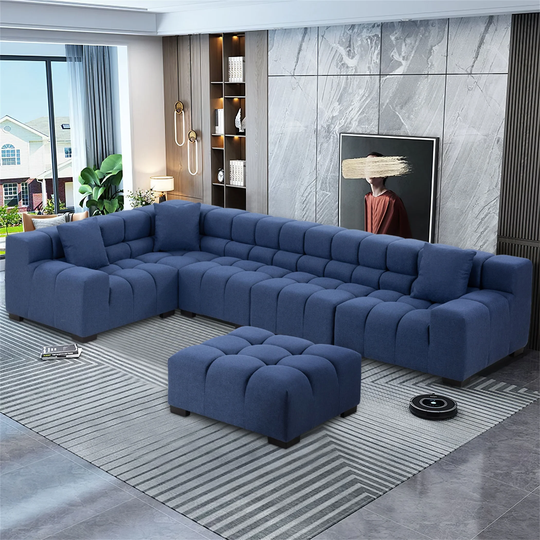 L-Shaped Sectional Sofa Modular Seating Sofa Couch with Ottoman