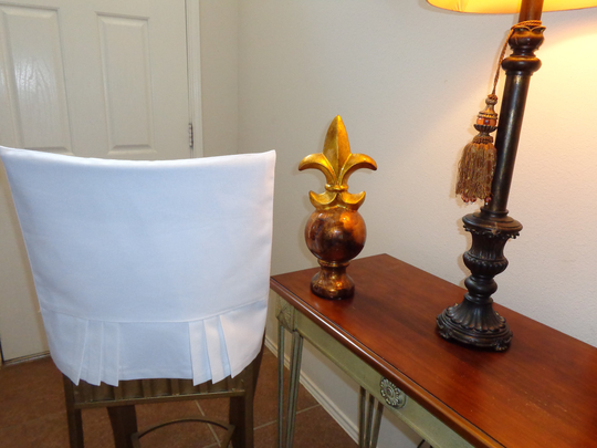 White Pleated Duck Cotton/Twill Chair Cover, Slipcover, Dining Room Chair, Bar Stool, Dorm Pub Table, Desk Vanity Stool
