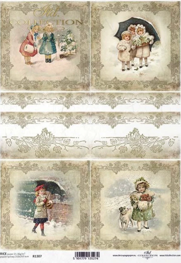 Rice Paper For Decoupage, Vintage Children, Decorative Mulberry Tissue, Card Making, Paper, R1307