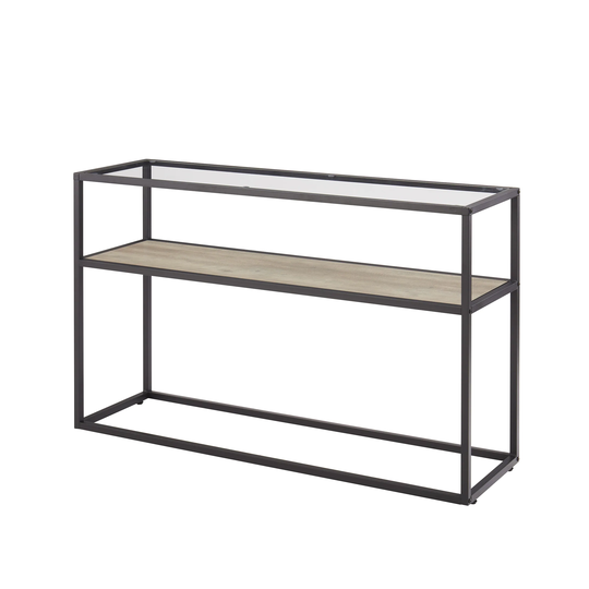 Glass Console Sofa Table Hallway Table Narrow Entryway Table 2 Shelves