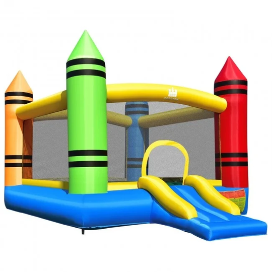Kids Inflatable Bounce House with Slide and Ocean Balls Not Included Blower - Colorful - 138" x 103.5" x 89" (L x W x H)