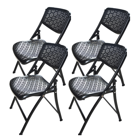 Modern Mesh Folding Chair with Honeycomb Design, Extra-Wide Seat Side Chairs, 4-Pack