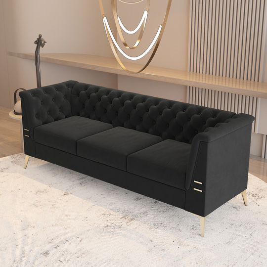 Contemporary Breath Style Polyester Sofa with Manufactured Wood Frame and Stainless Steel Metal Legs for Home Living Room