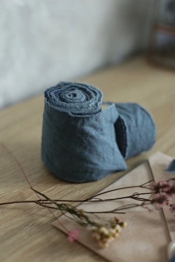Dispatches From USA /Dark Dusty Blue Cotton Ribbons For Invitations Or Wedding Bouquet /Hand Dyed Premium /Blue Ribbon Collection