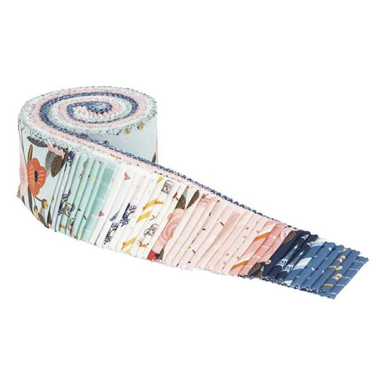 Saturday in Paris Rolie Polie Jelly Roll | Christopher Thompson Riley Blake Designs Dog Bicycle Beret France French