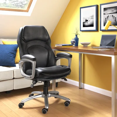 Serta Delvin Wellness by Design Executive Leather Office Chair, Black