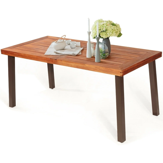 Rectangular Acacia Wood Rustic Dining Furniture Table - 67.5" x 32" x 30" (L x W x H)