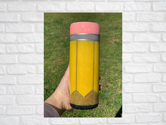 Glitter Pencil Tumbler Teacher Appreciation Gift Idea Cup Gifts For School Personnel Staff Educators Education