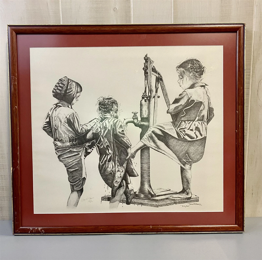 Dirty Feet Litho Framed Matted Vintage Signed By Artist Dave Mccamon in 1986