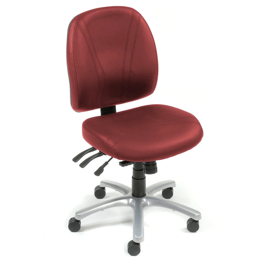 Multifunctional Office Chair, Mid Back, Synthetic Leather, Burgundy - 27.17"L x 24.41"W x 40.6"H