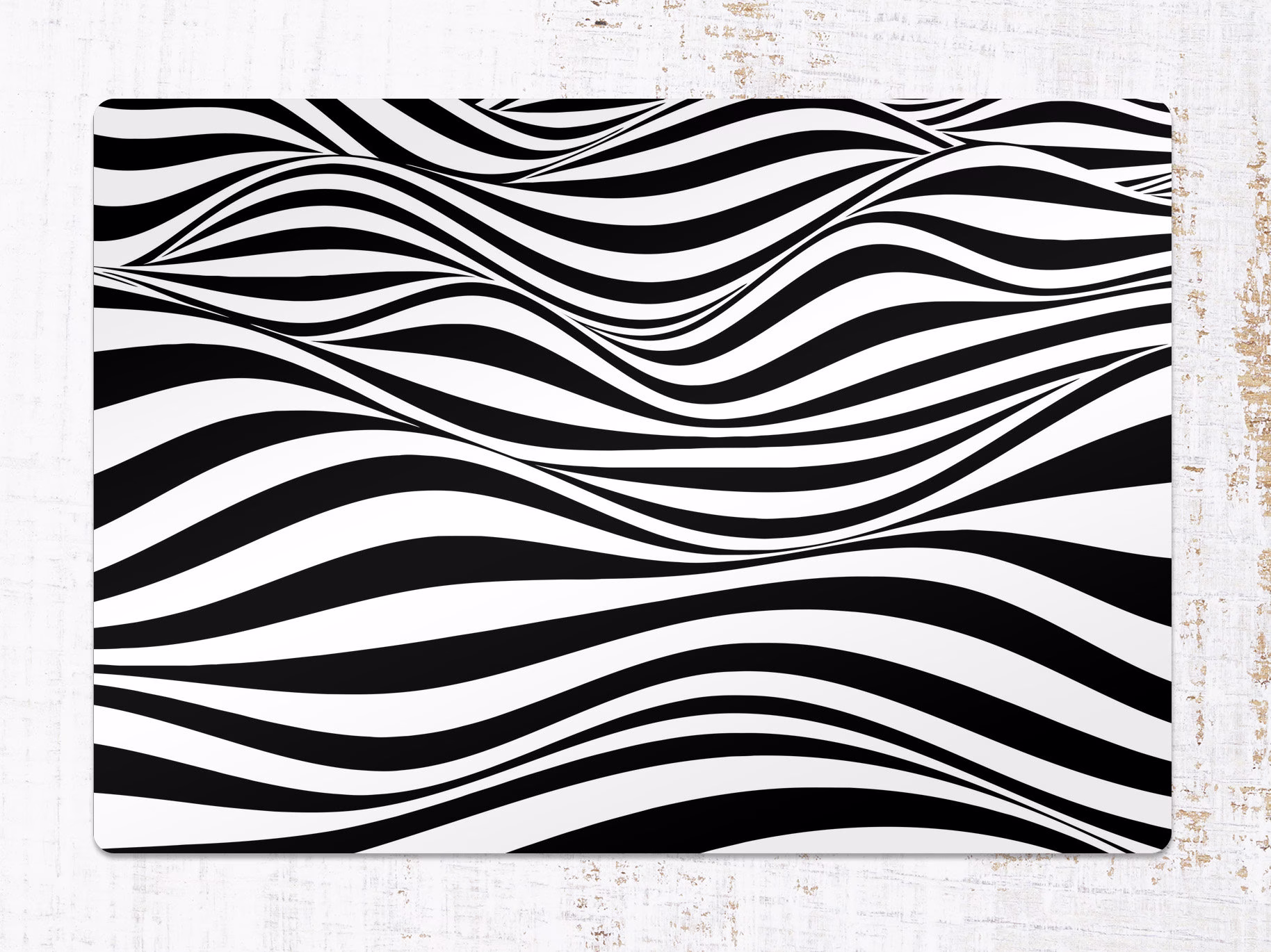 Zebra Waves Chair Mat, Black Protective White Splat Stripes Vinyl Floor Pvc Office Room Rug, Comfort Splash Mat