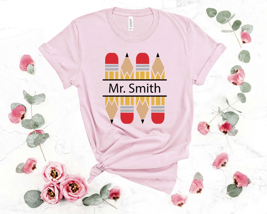 Custom Teacher Shirt, Customized Name Shirts, Pencil Personalized Elementary Shirt