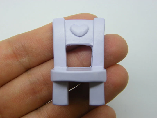 1 Wooden Chair Miniature Lilac Purple Resin P91 - Sale 50% Off