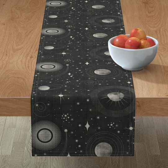 stars Table Runner - Planets & By Maeparadise Space Moon Galaxy Universe Orbit Cotton Sateen Spoonflower