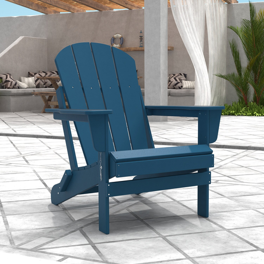 Outdoor Folding Poly Adirondack Chair, Patio Chairs Lawn Chair for Outdoor, Fire Pit, Deck, Garden