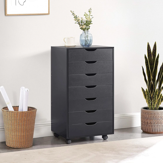7-Drawer Office Storage File Cabinet on Wheels, Mobile Under Desk Filing Drawer Unit, Craft Storage for Home, Office