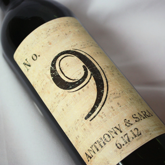 Personalized Table Number Wine Labels ...vintage Brown Music Notes