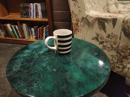 18" Circle Epoxy Resin Table/50+ Color Options | Rainforest Shown Unique Abstract Top Design Made To Order Durable Satin Finish