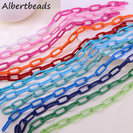 5 Meters, New Colorful Enamel Oval Paper Clip Chain, Pop Colored Metal Chain For Necklace Bracelet Accessories