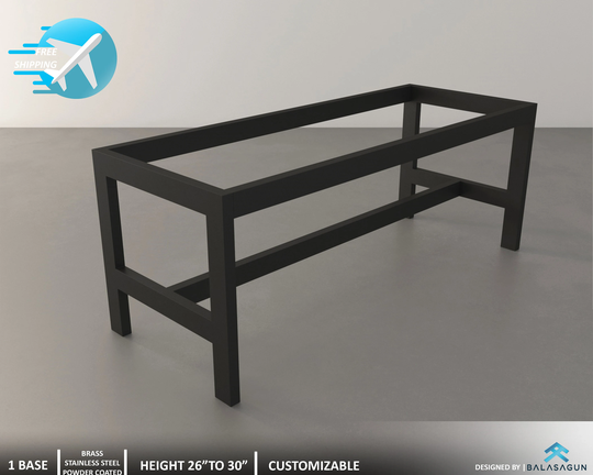 Metal Long Dining Table Base, 28" H X W X 72" L H-style
