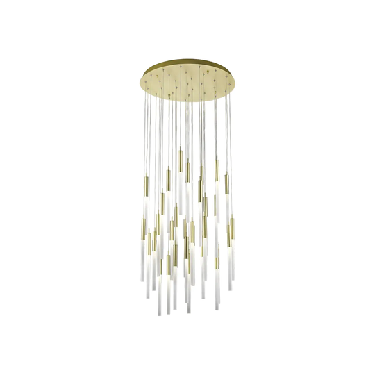 Avenue Lighting Main St. Collection brushed brass steel and frosted glass 31 light pendant fixture - 30
