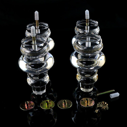 Acrylic Furniture Legs, Clear Sofa Legs, Crystal Brass Base Cabinet Diy Replacement Feet, 120mm Height 4Pc Pack