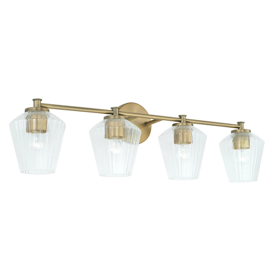 4-light 33-inch Bath/ Vanity Fixture w/ Clear Fluted Glass