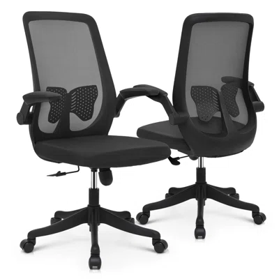 Ergonomic Adjustable Office Chair, Swivel Task Seat With Backrest & Flip-Up Arms For Home Office
