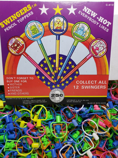 Animal Swinger Pencil Topper Vending Machine Toy Prize Lot Of 6 New Old Stock