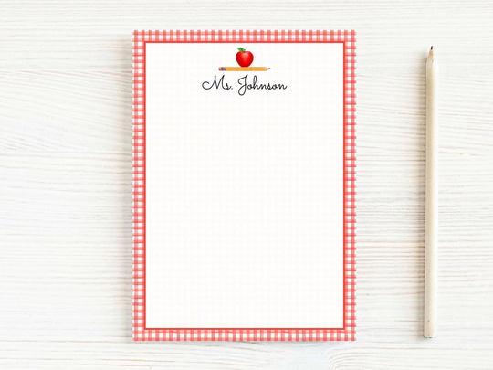 Personalized Teacher Notepad, School Apple Pencil Notepad