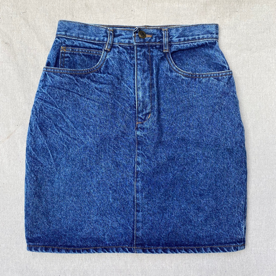 Vintage 80S 90S Stonewash Denim Jean Skirt, High Waisted, 26 Waist Size 7, Acid Wash Pencil Skirt Above The Knee