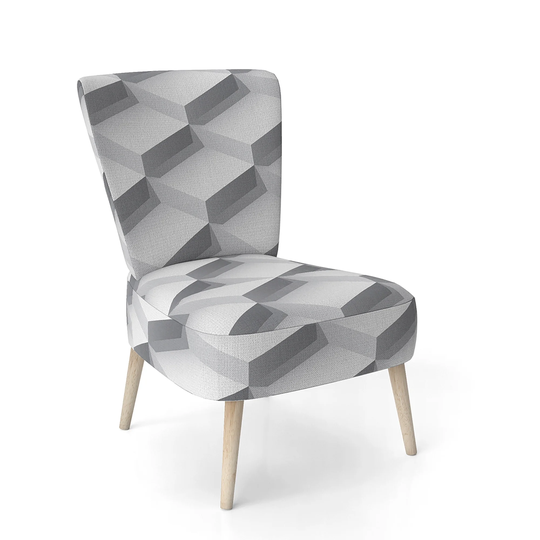 Designart 'White Abstract Pattern' Upholstered Scandinavian Accent Chair