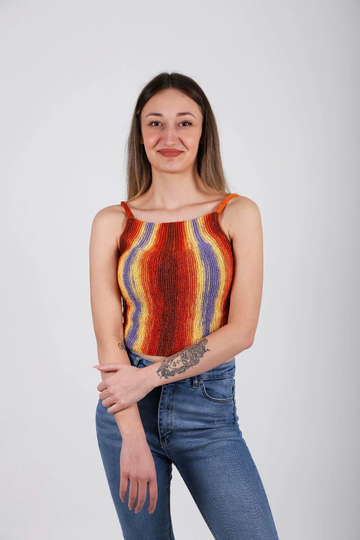 Hand Knitted Crop Top Colorful Bralette Gift For Woman